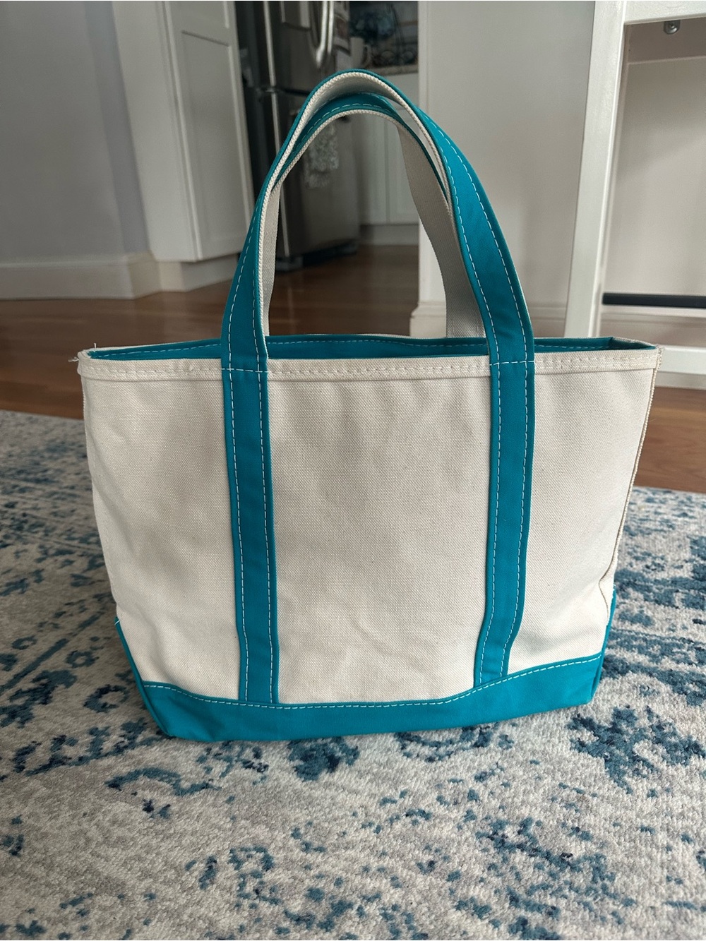 L.L. Bean Boat & Tote Medium teal Canvas Bag USA Made - Picture 2 of 10